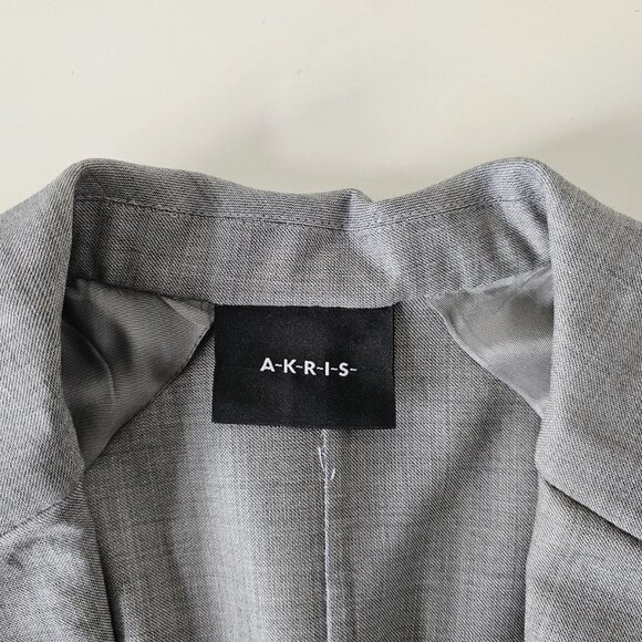 New AKRIS Strada Grey Wool Silk Melange 1 Button Long Pasotti Blazer Jacket 8 - Picture 6 of 7
